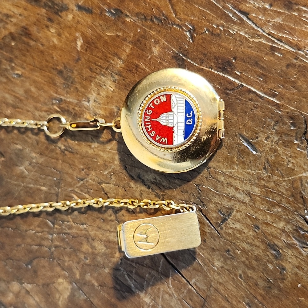 Vintage Motorola Washington D.C Double Gold Colored Locket